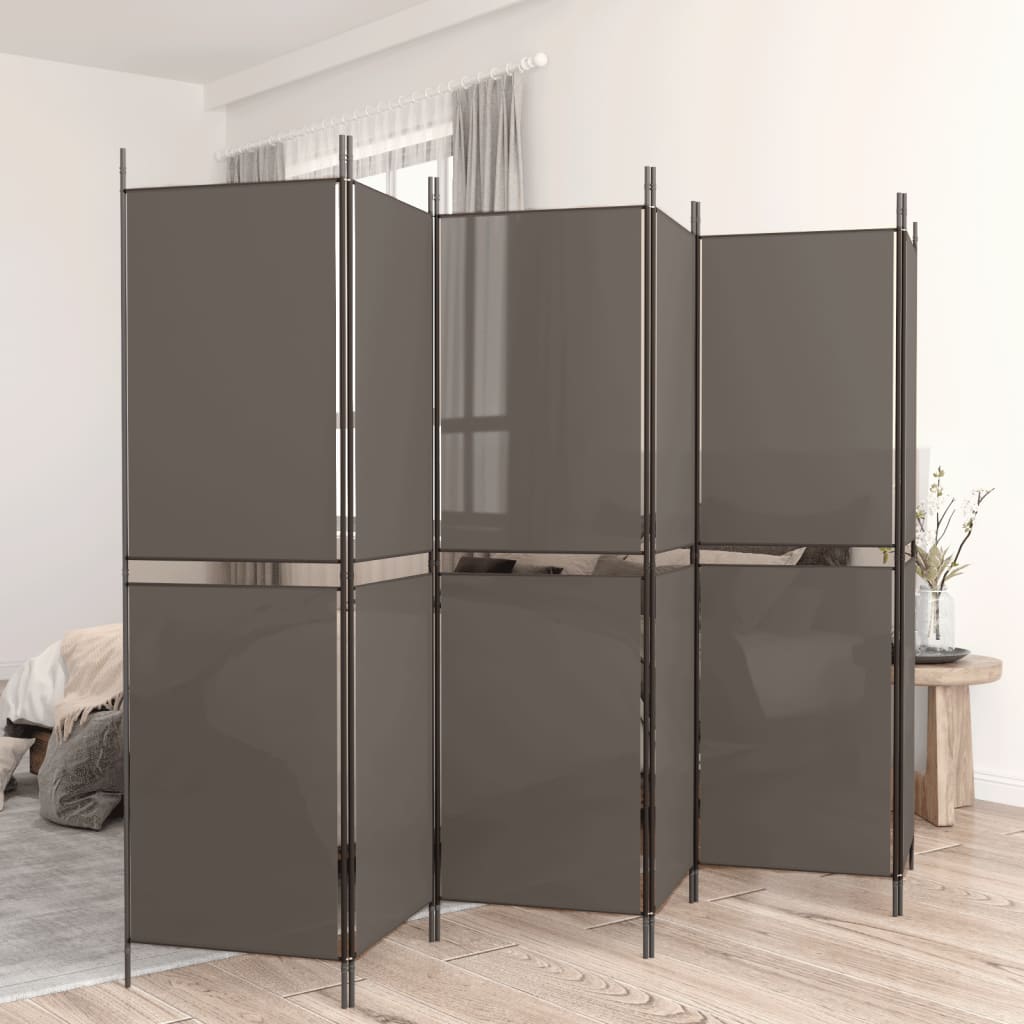 Romdeler med 6 paneler antrasitt 300x220 cm stoff vidaXL