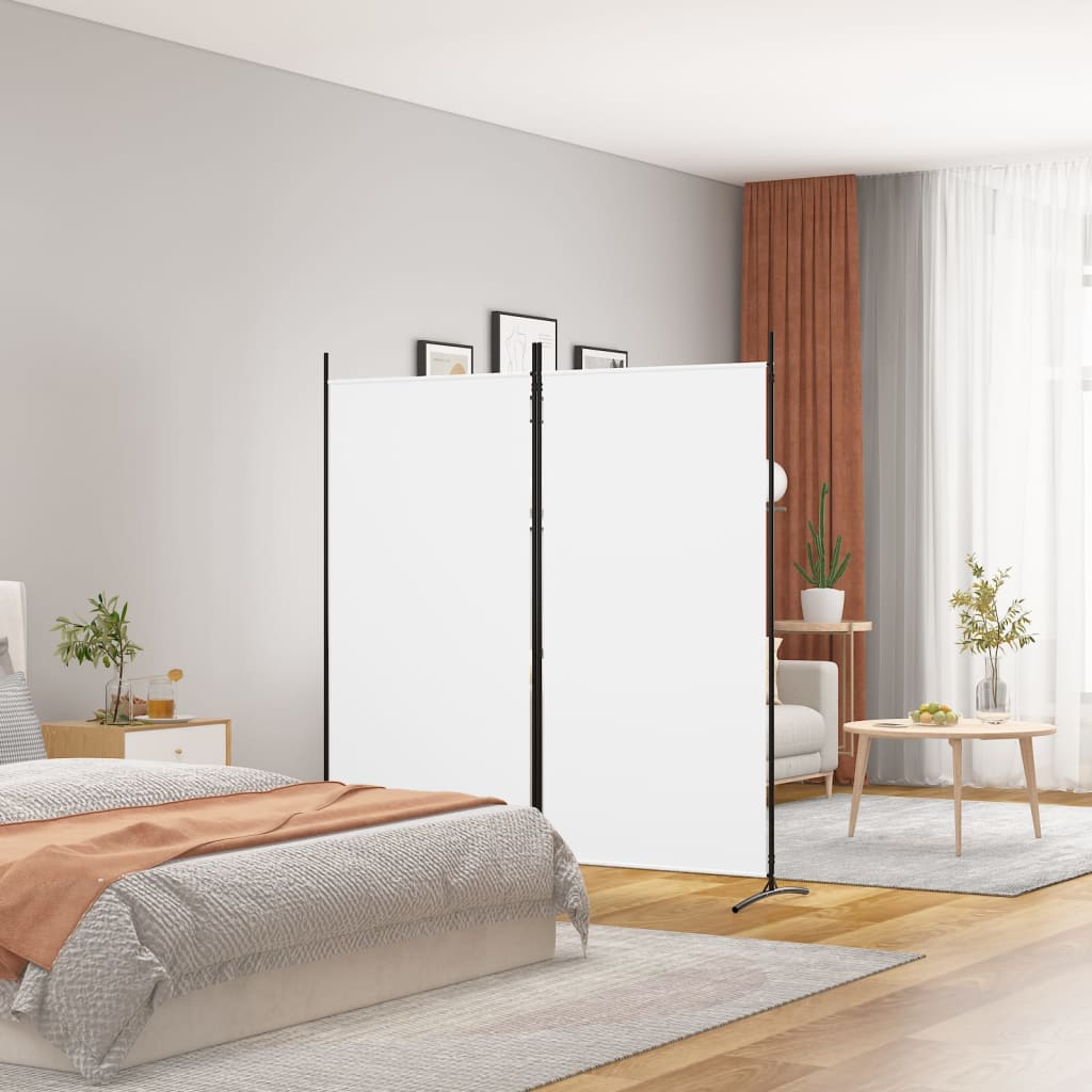 Romdeler med 2 paneler hvit 175x180 cm stoff