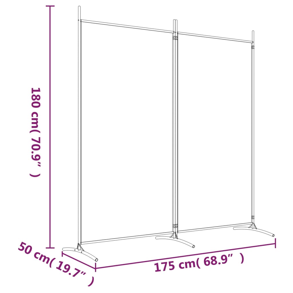 Romdeler med 2 paneler brun 175x180 cm stoff