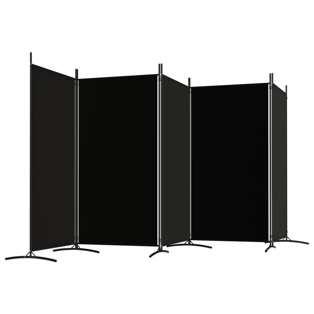 Romdeler med 5 paneler svart 433x180 cm stoff