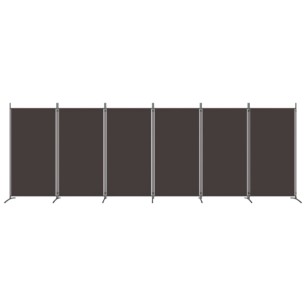 Romdeler med 6 paneler brun 520x180 cm stoff