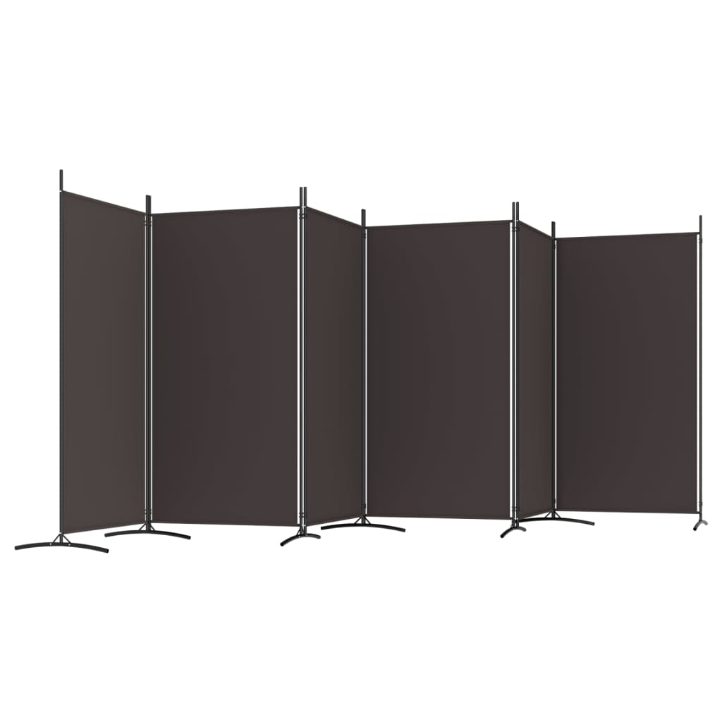 Romdeler med 6 paneler brun 520x180 cm stoff