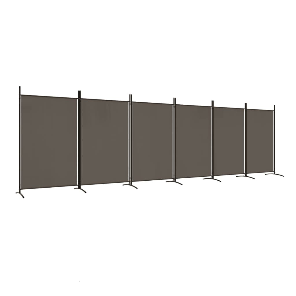 Romdeler med 6 paneler antrasitt 520x180 cm stoff