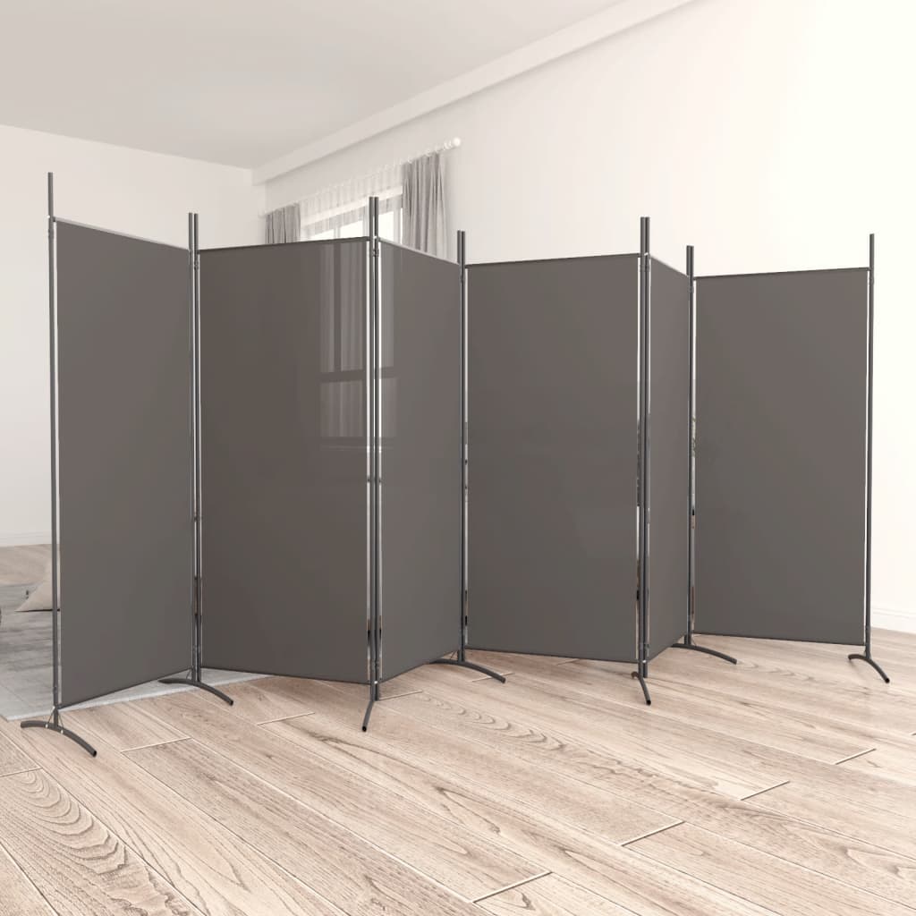 Romdeler med 6 paneler antrasitt 520x180 cm stoff