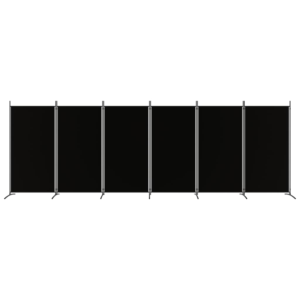 Romdeler med 6 paneler svart 520x180 cm stoff