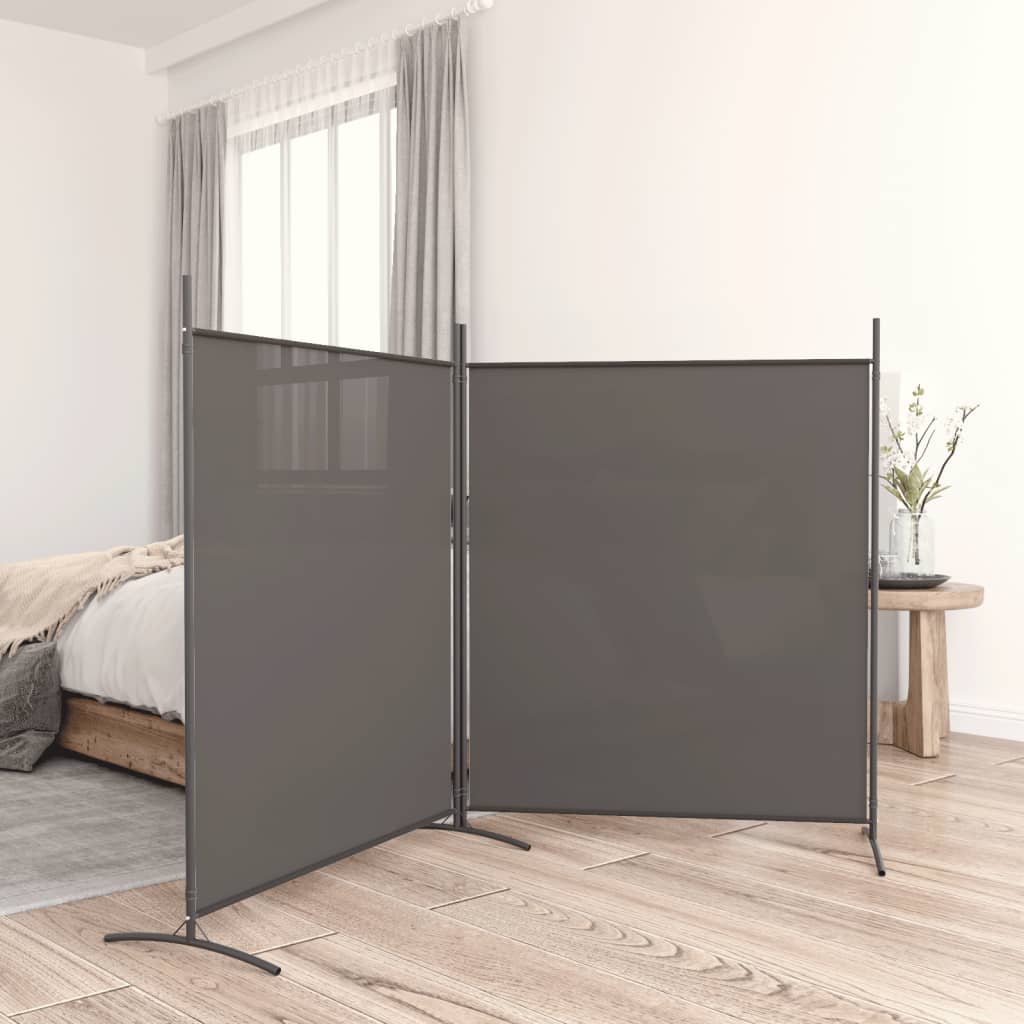 Romdeler med 2 paneler antrasitt 348x180 cm stoff