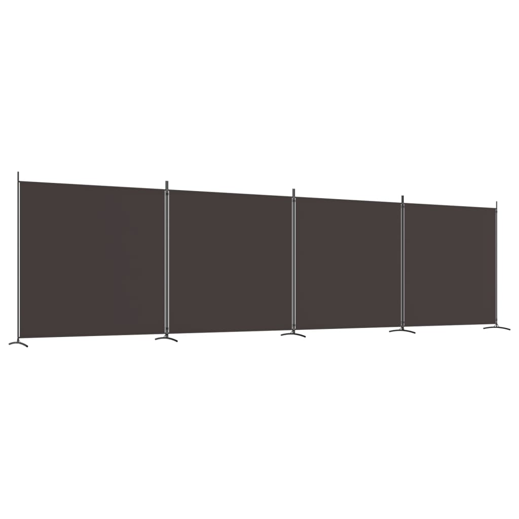 Romdeler med 4 paneler brun 698x180 cm stoff