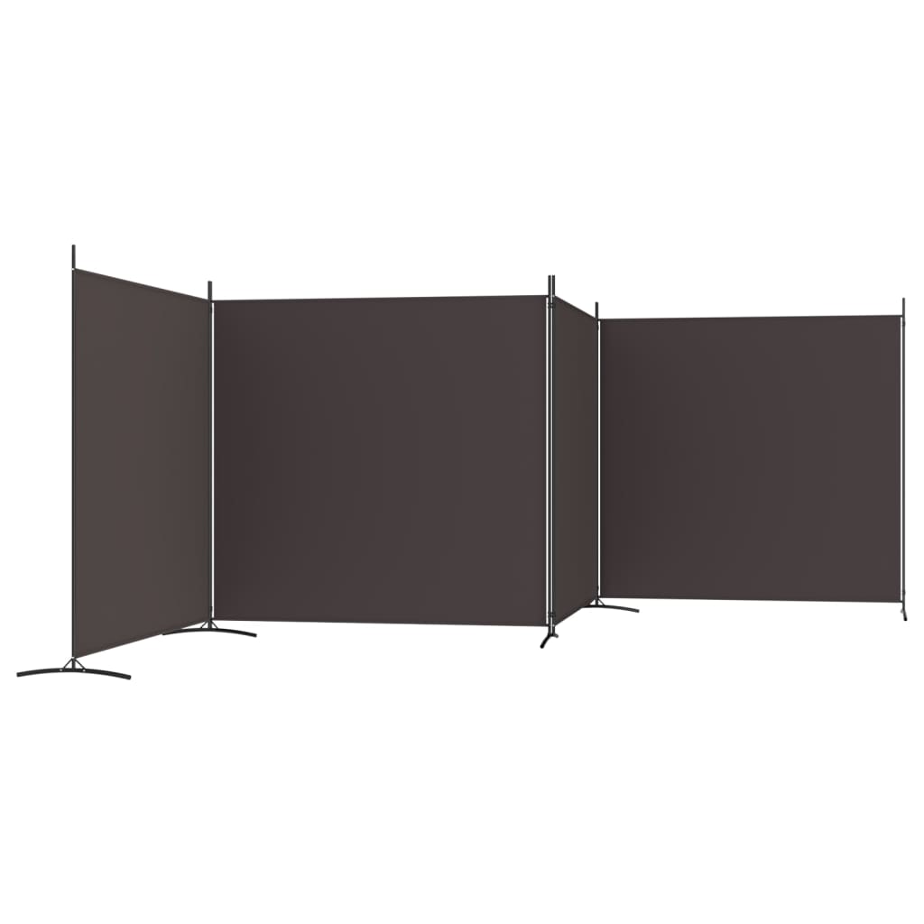 Romdeler med 4 paneler brun 698x180 cm stoff