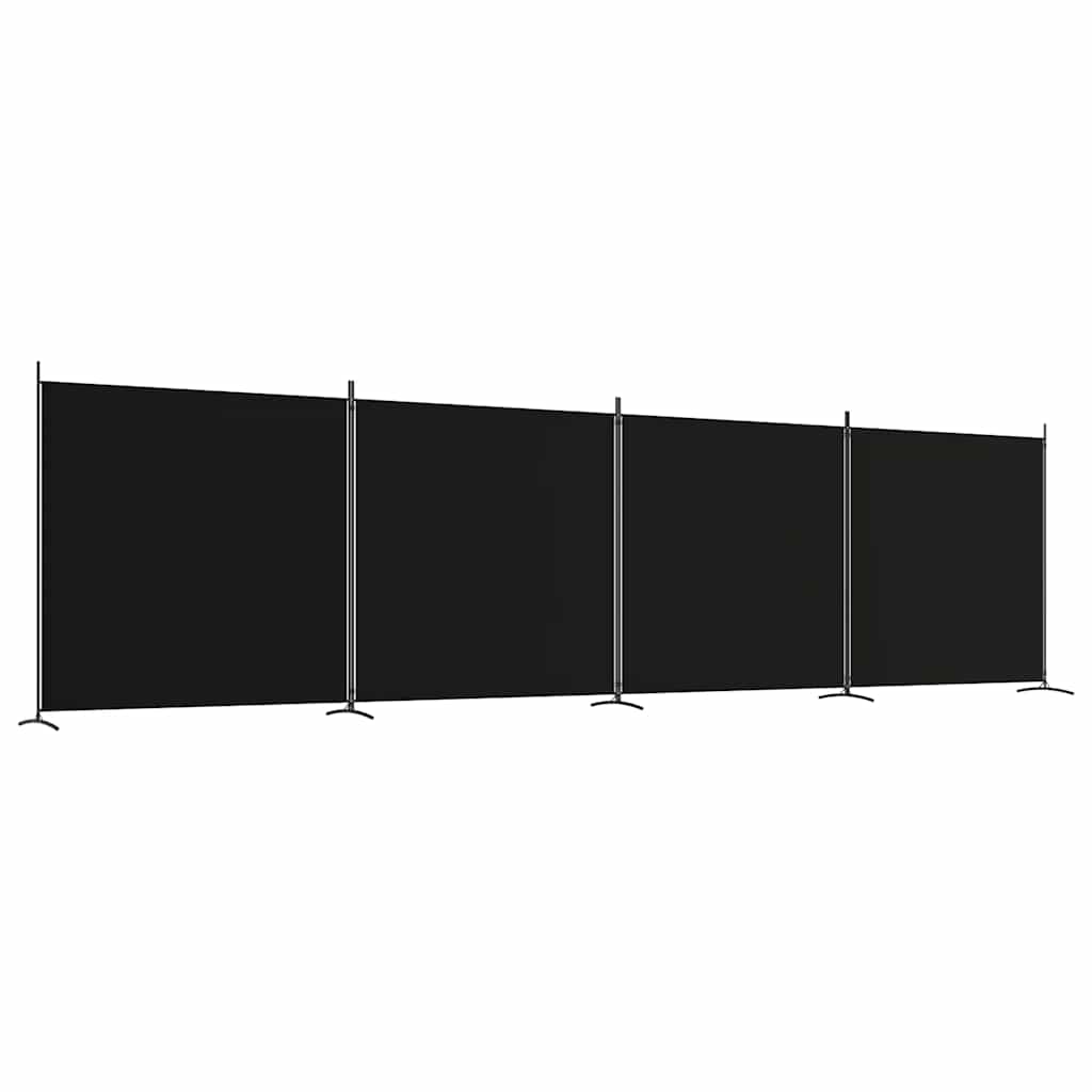 Romdeler 4 paneler svart 698x180 cm stoff
