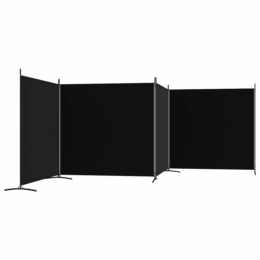 Romdeler 4 paneler svart 698x180 cm stoff
