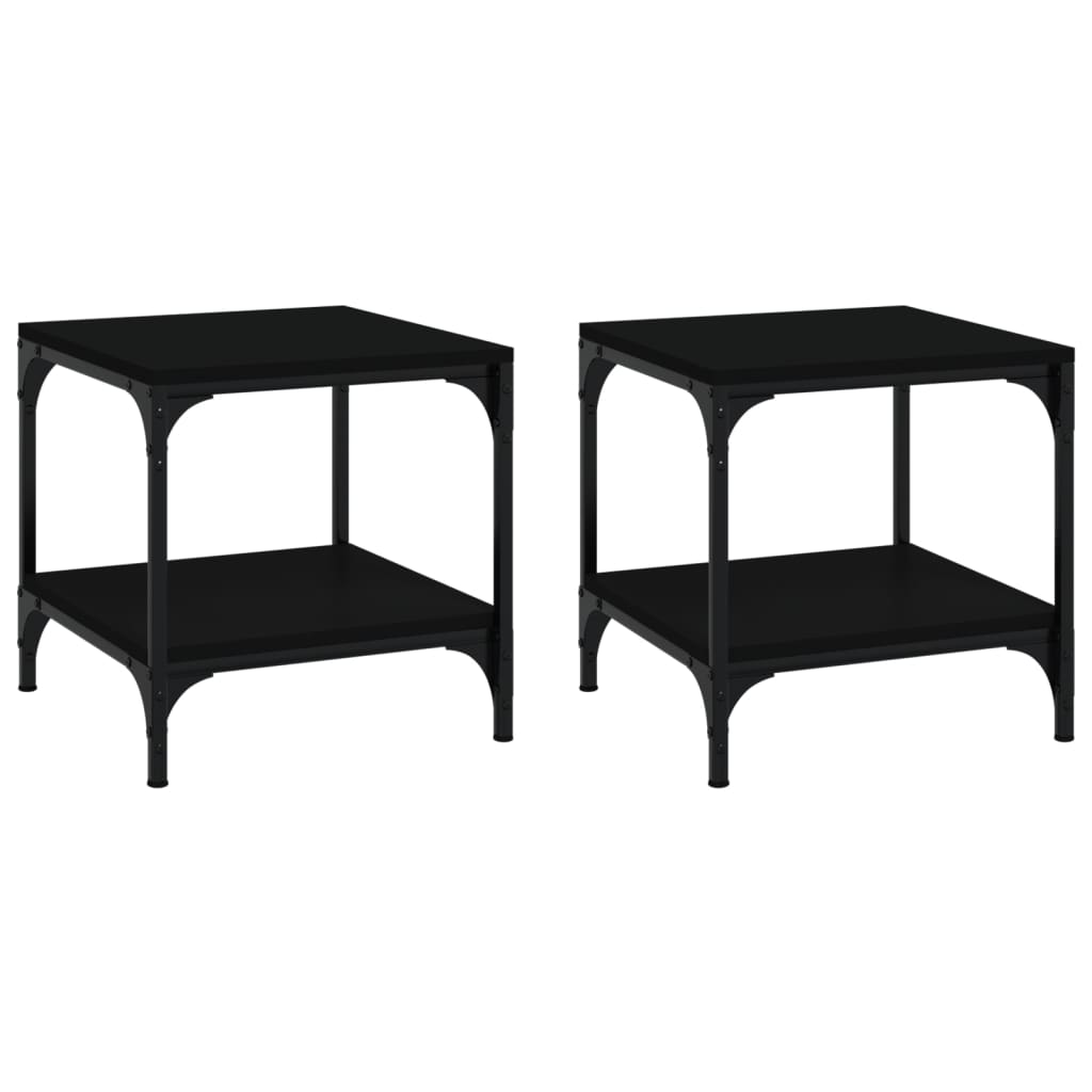 Sidebord 2 stk svart 40x40x40 cm konstruert tre