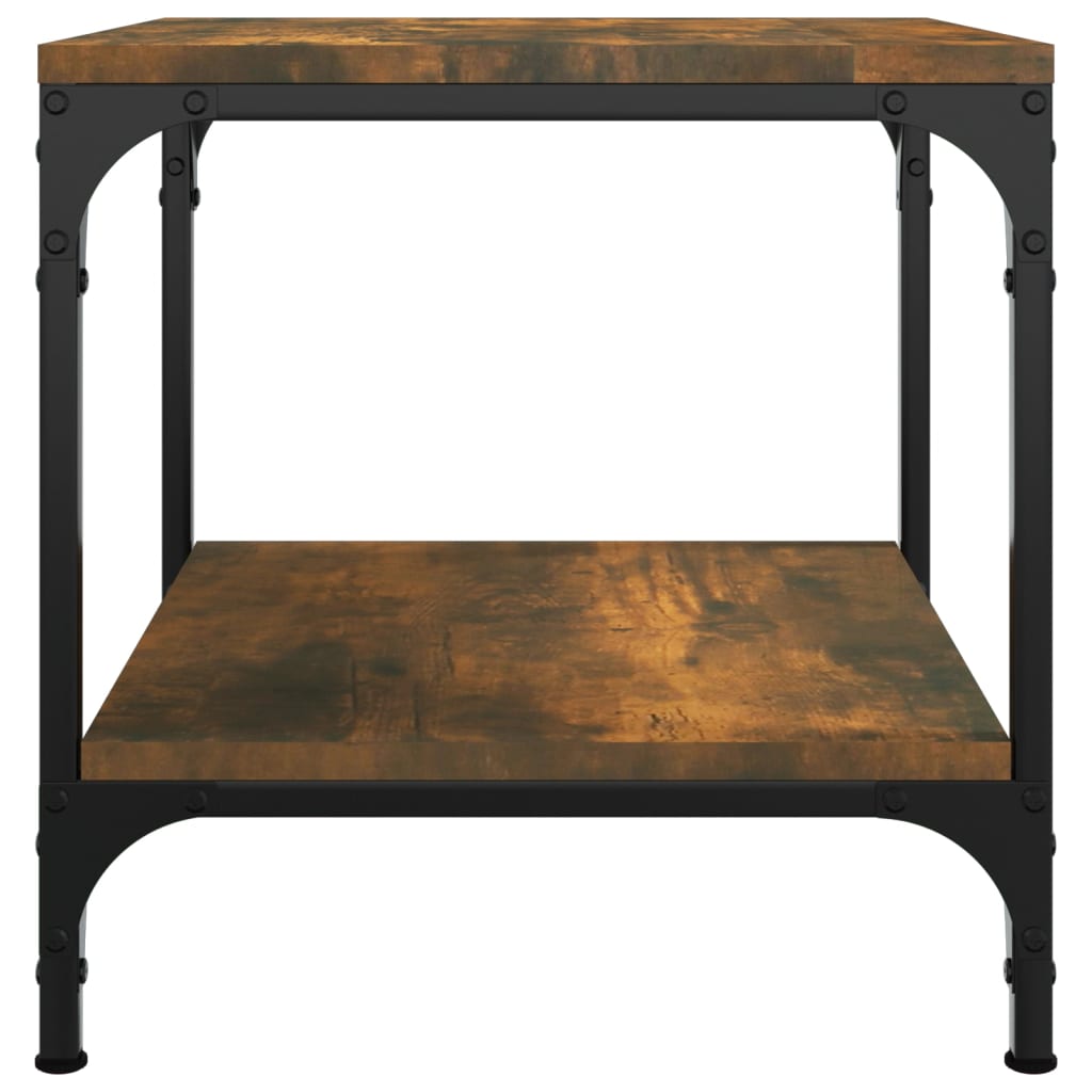 Sidebord 2 stk røkt eik 40x40x40 cm konstruert tre