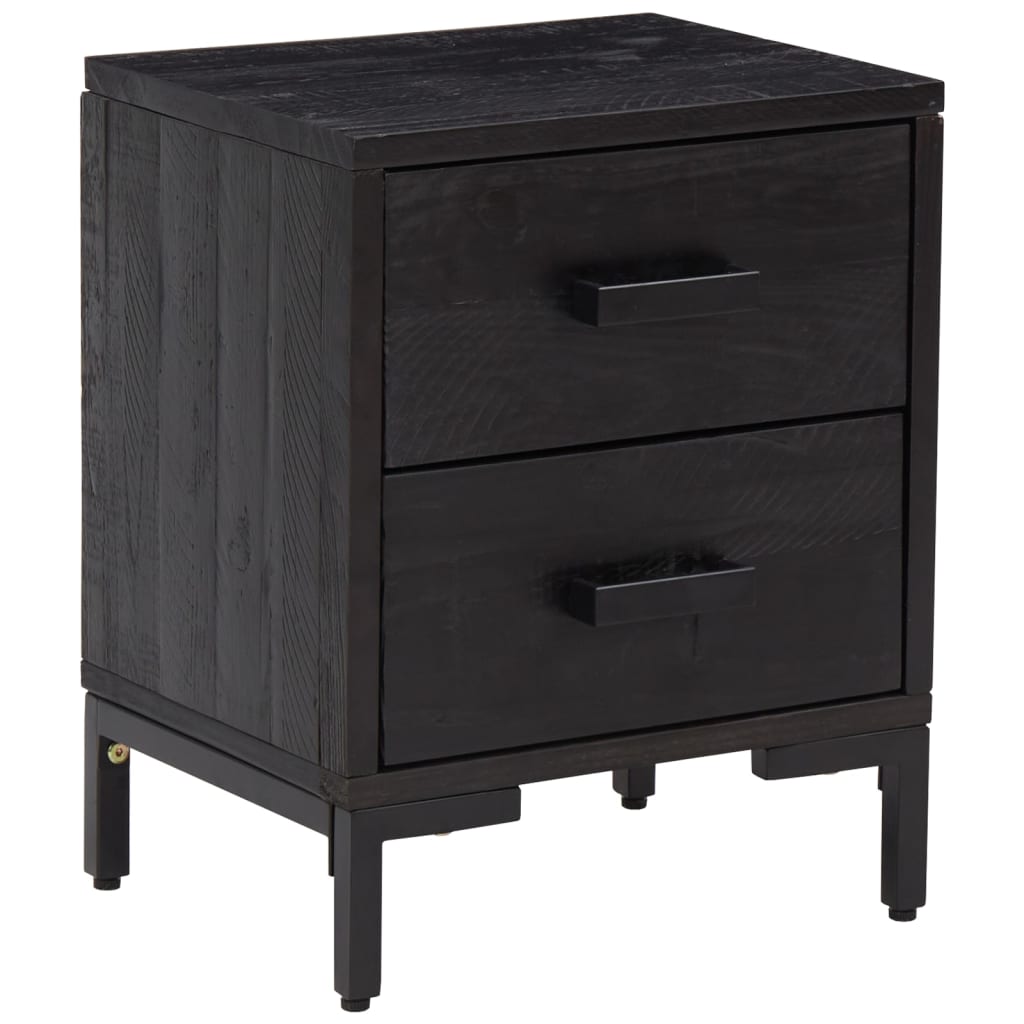Nattbord svart 36x30x45 cm heltre furu