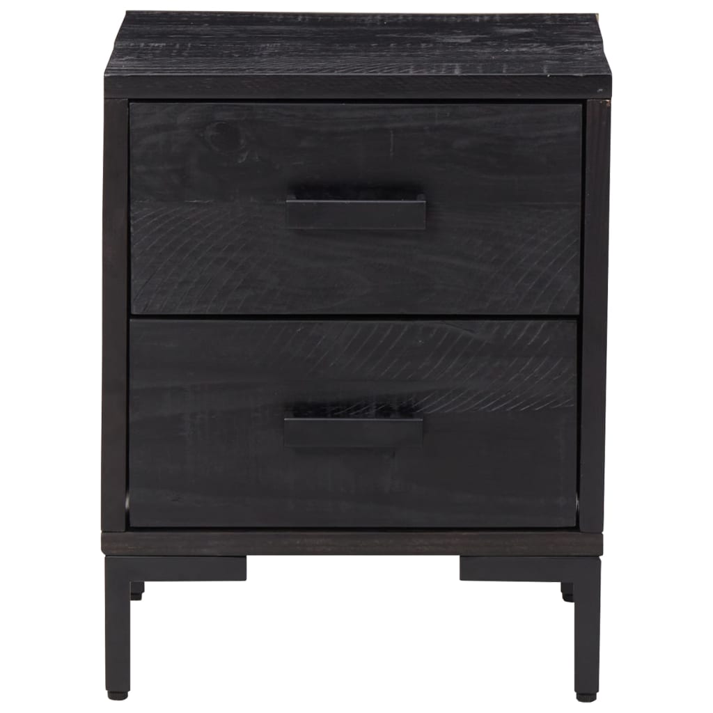 Nattbord svart 36x30x45 cm heltre furu