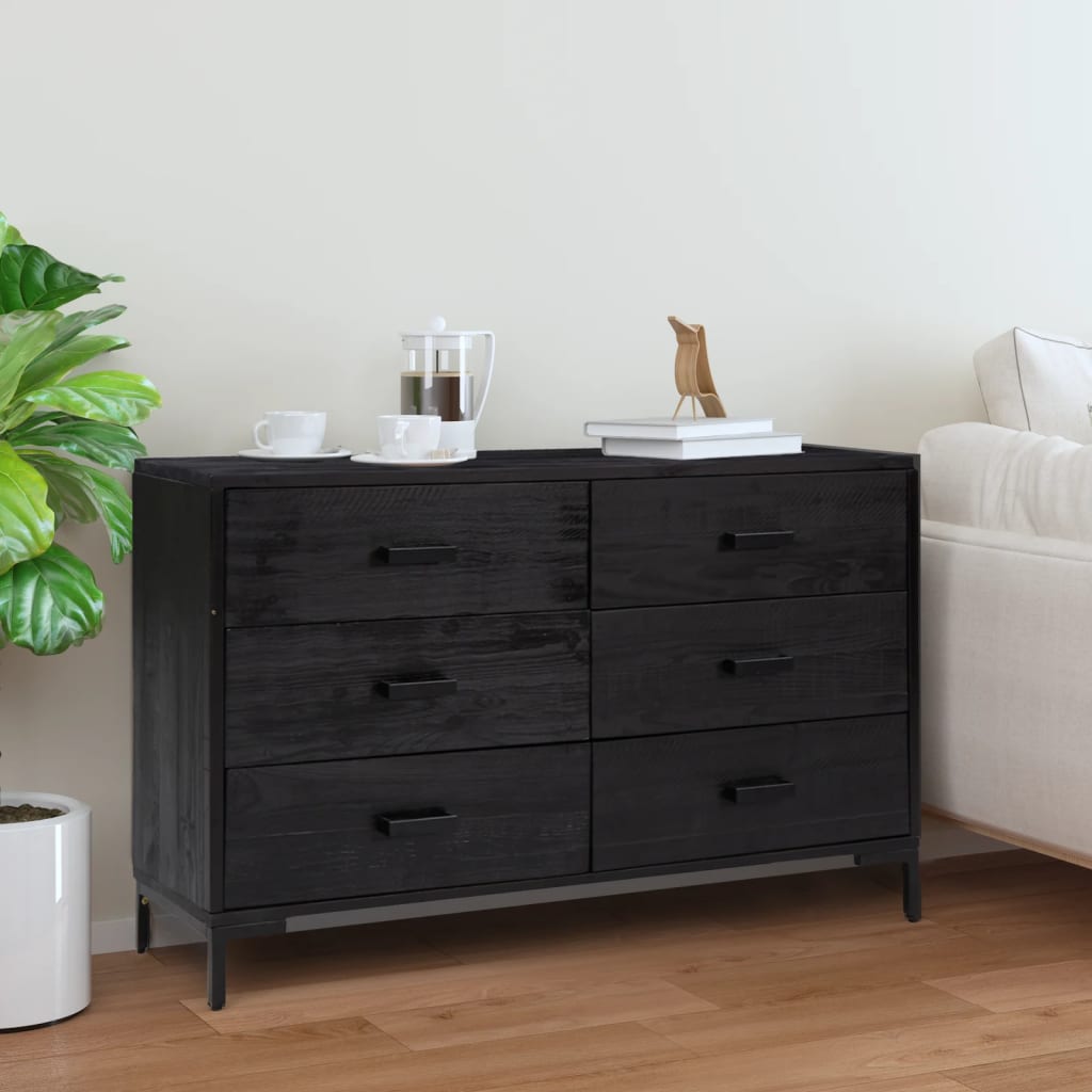 Skjenk svart 110x35x70 cm heltre furu