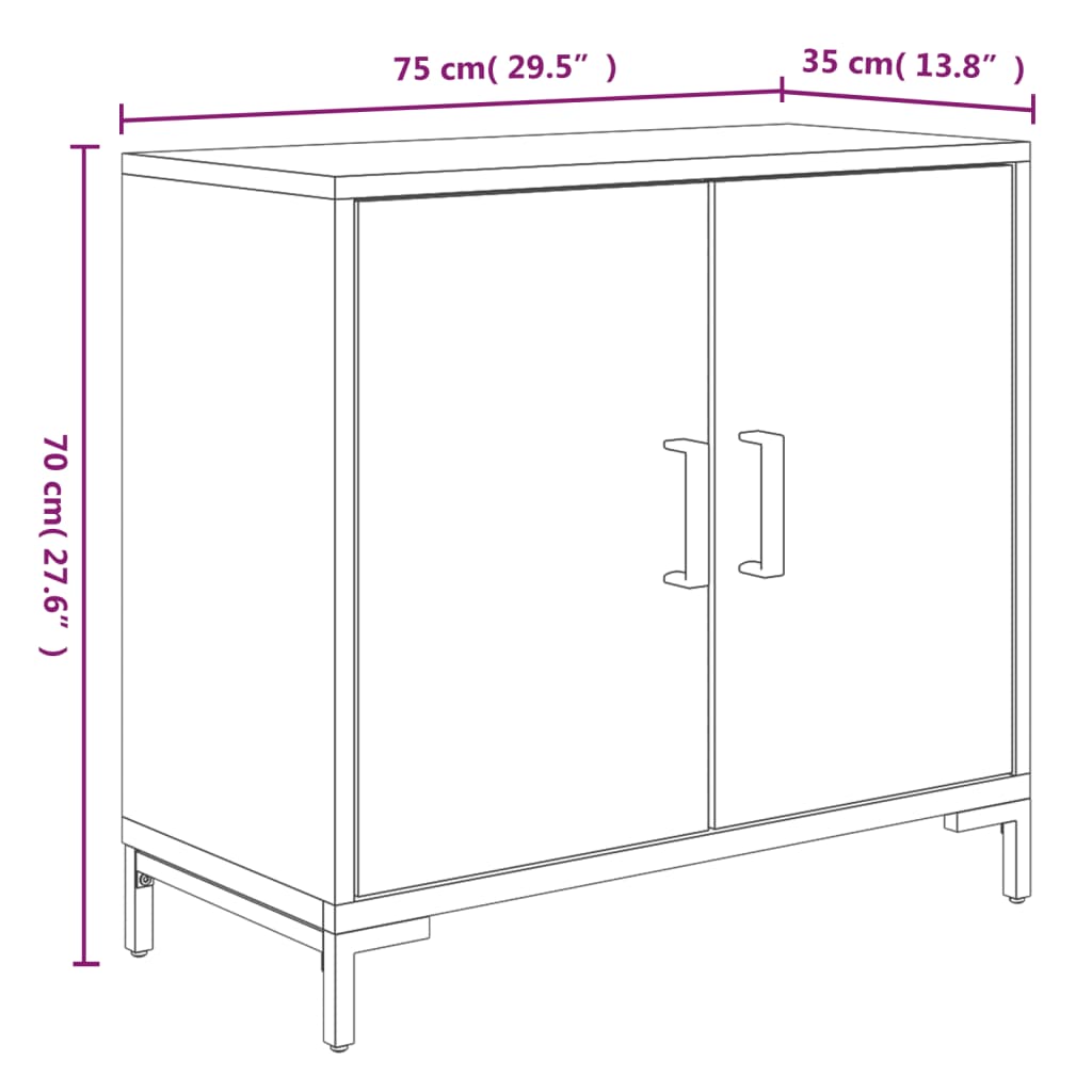 Skjenk brun 75x35x70 cm heltre furu