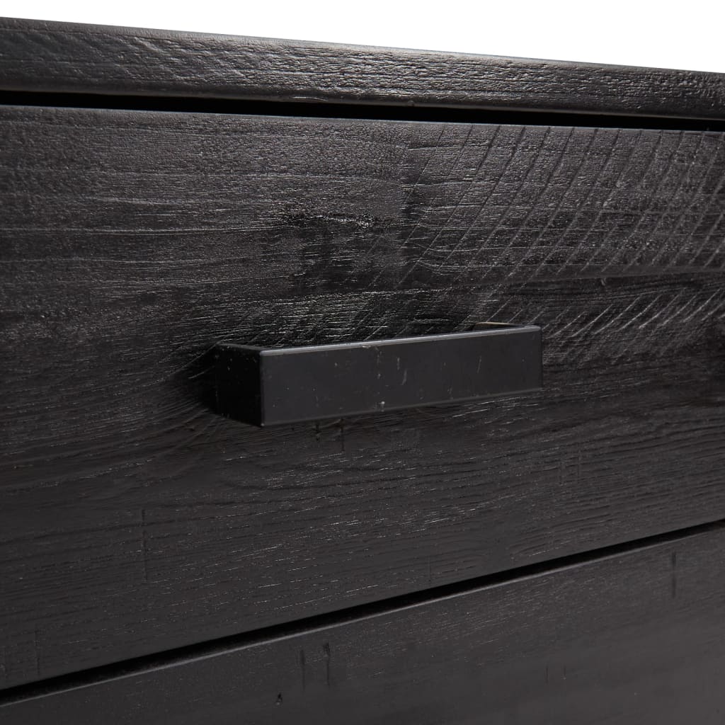 Kommode svart 75x35x70 cm heltre furu