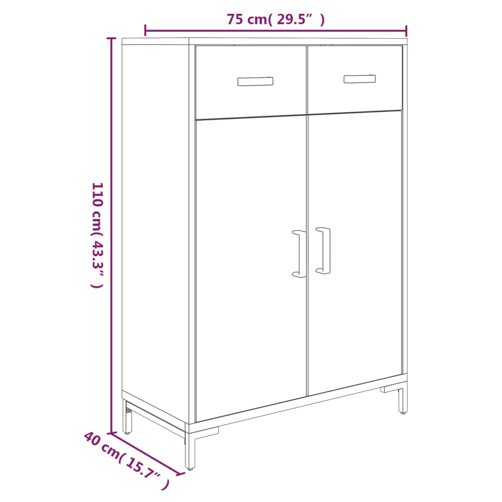 Skoskap 75x40x110 cm heltre furu