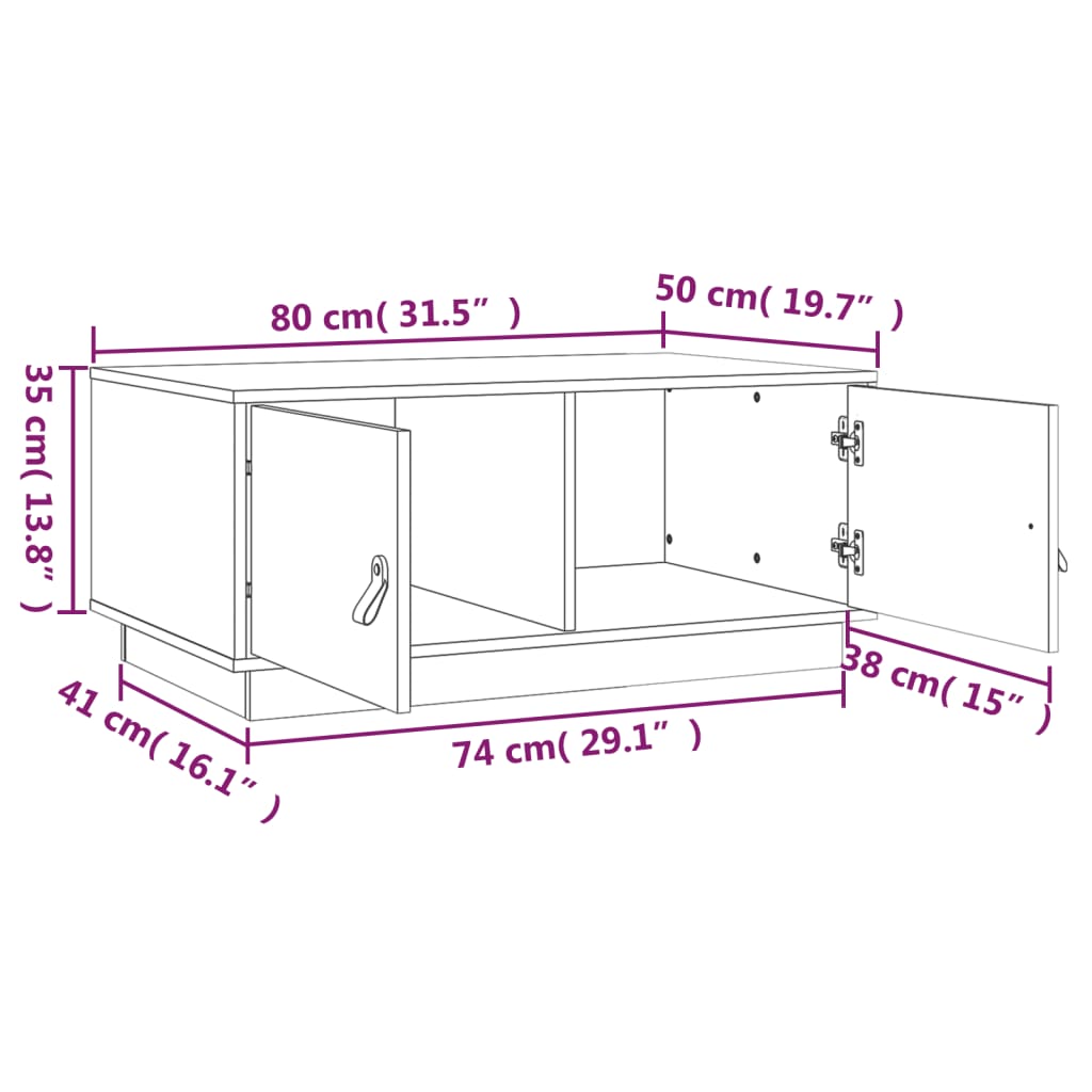Salongbord 80x50x35 cm heltre furu