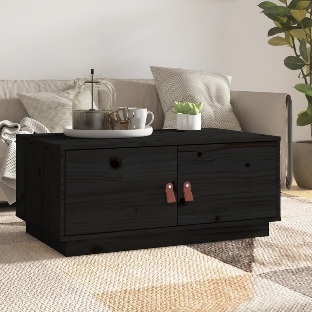 Salongbord svart 80x50x35 cm heltre furu