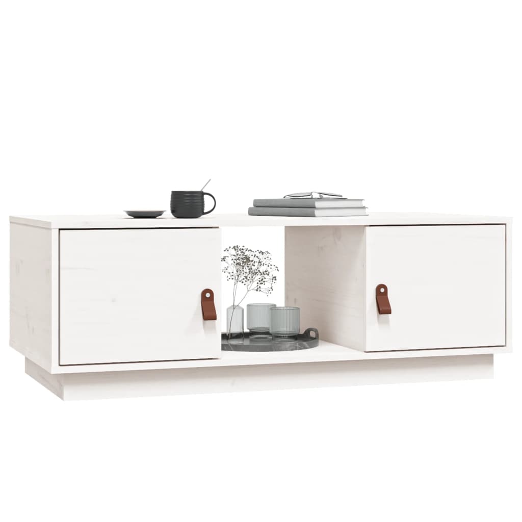 Salongbord hvit 100x50x35 cm heltre furu