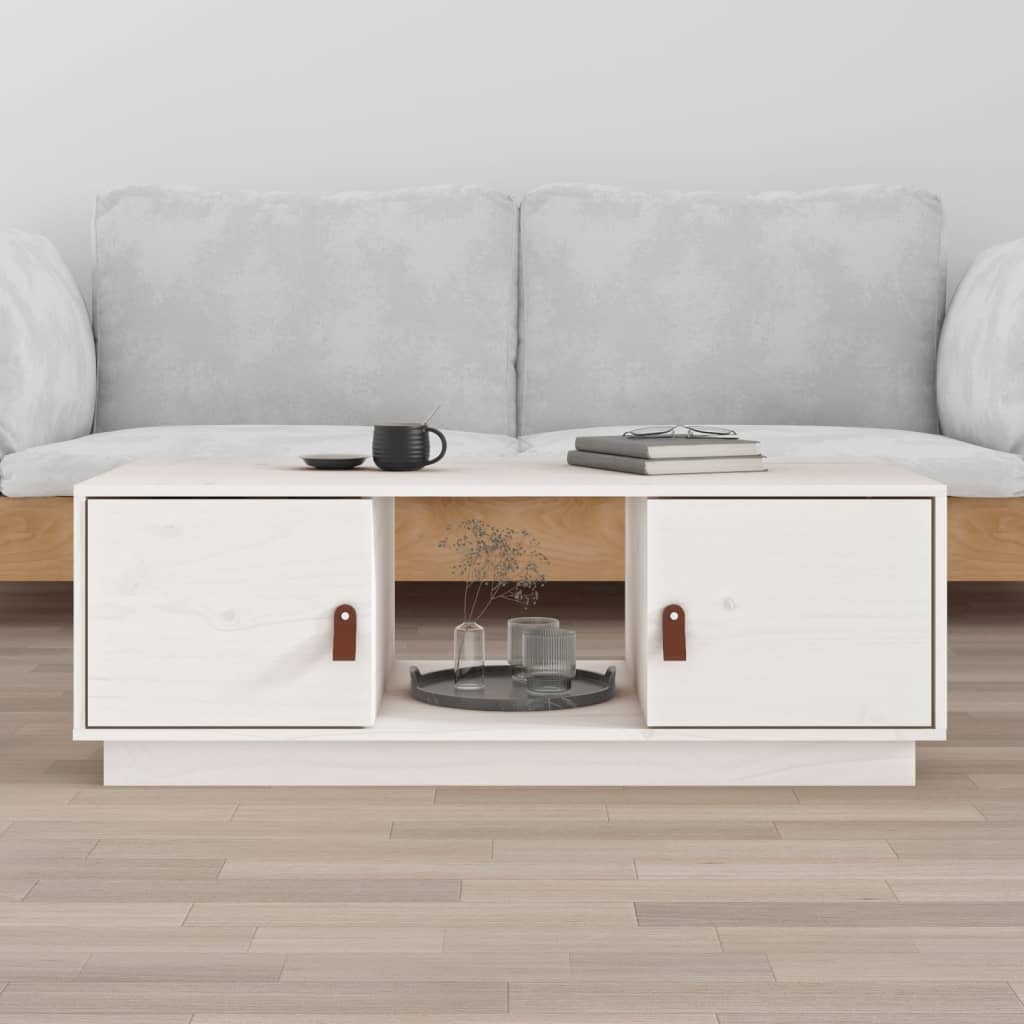 Salongbord hvit 100x50x35 cm heltre furu
