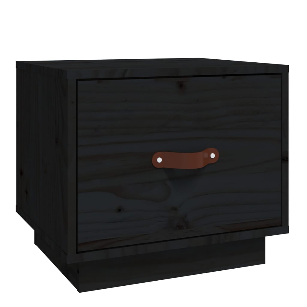 Nattbord svart 40x34x35 cm heltre furu