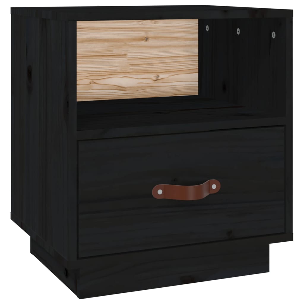 Nattbord svart 40x34x45 heltre furu