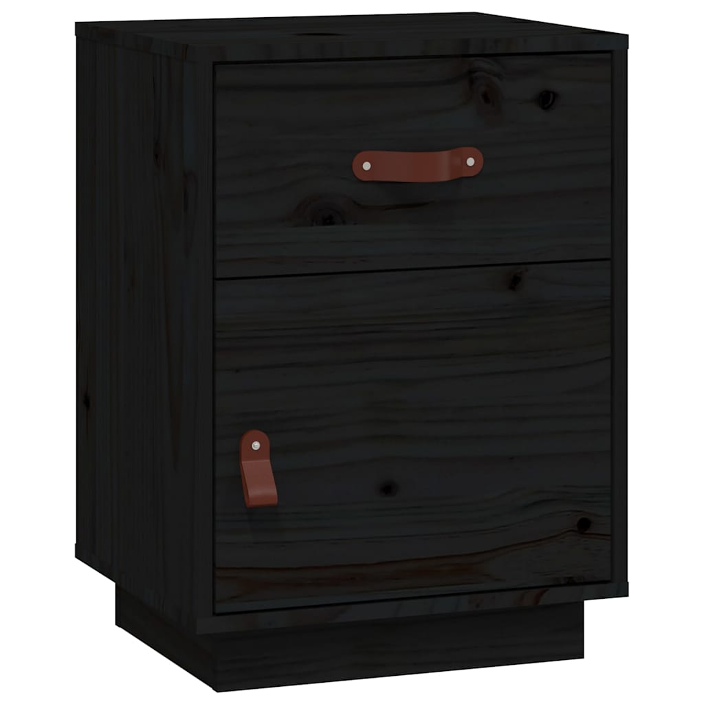 Nattbord svart 40x34x55 heltre furu