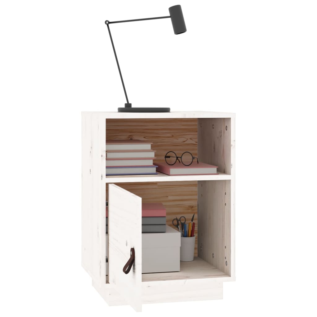 Nattbord 2 stk hvit 40x34x55 cm heltre furu
