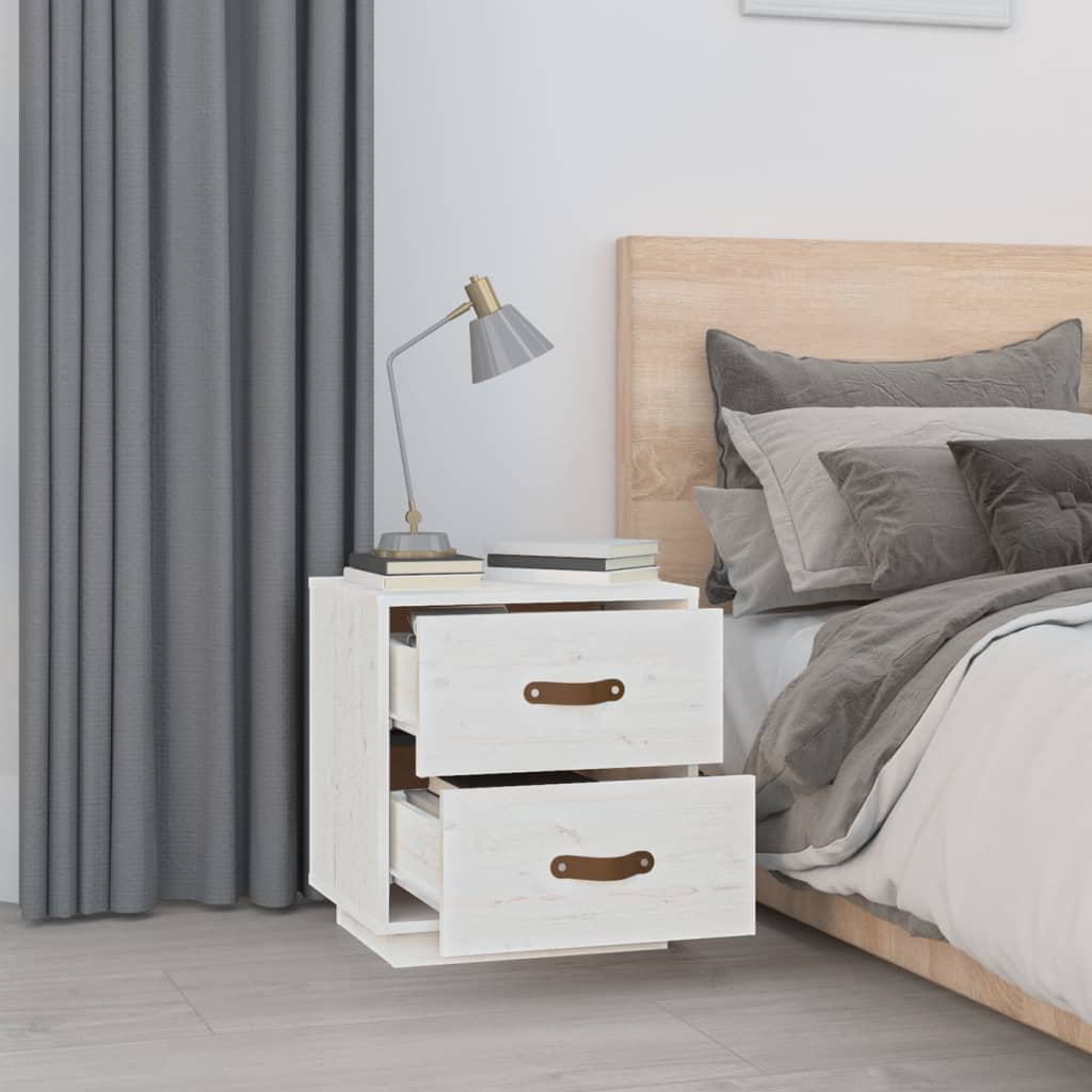 Nattbord hvit 40x34x45 cm heltre furu