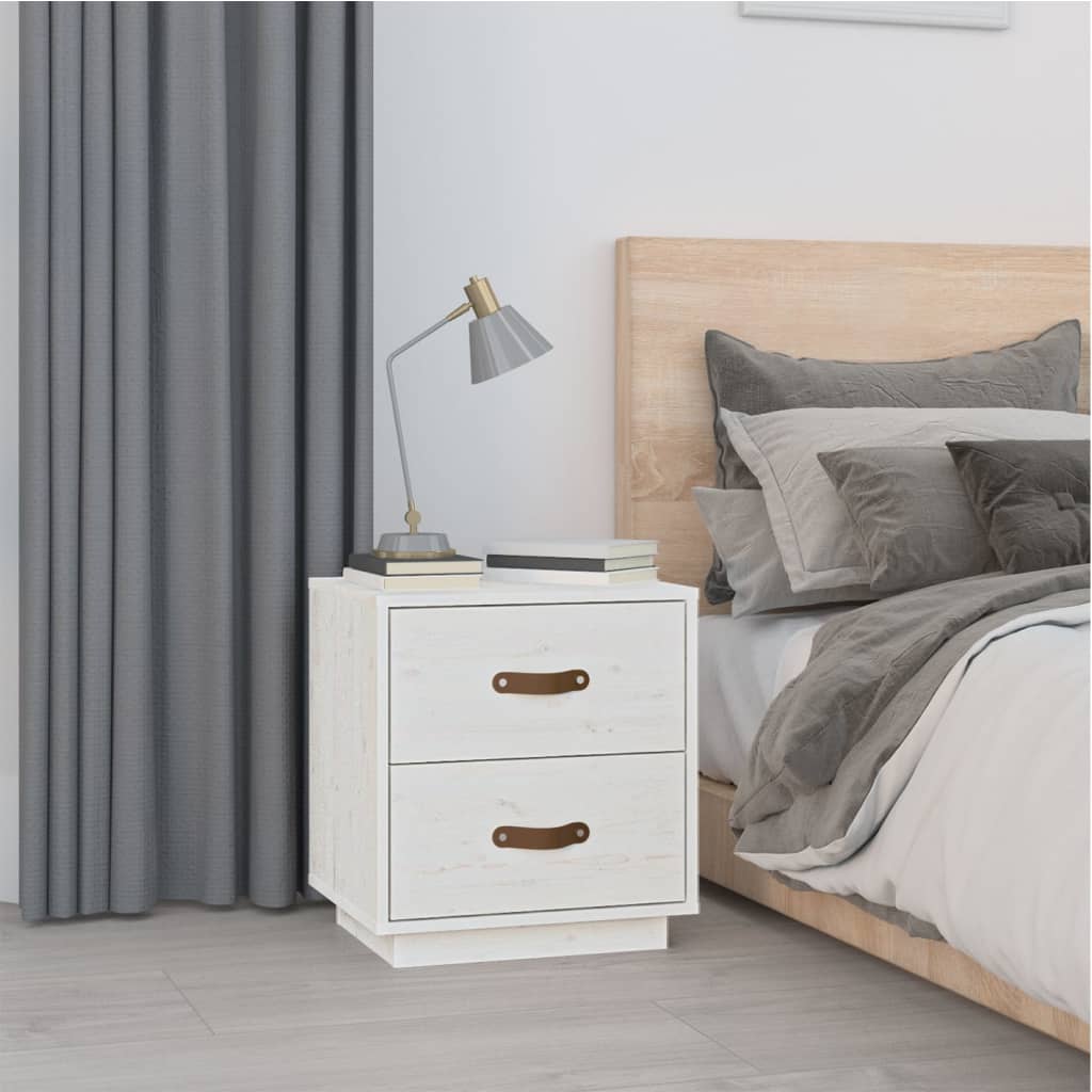 Nattbord hvit 40x34x45 cm heltre furu
