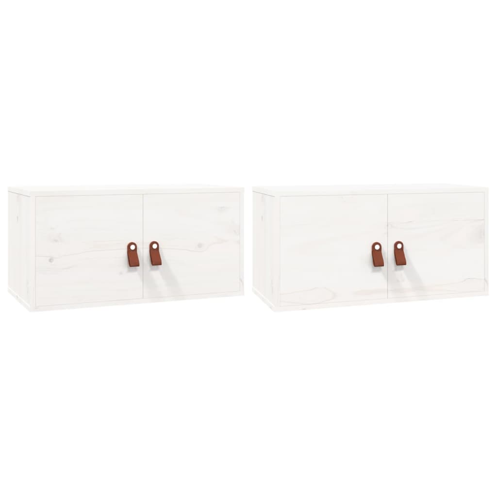 Veggskap 2 stk hvit 60x30x30 cm heltre furu
