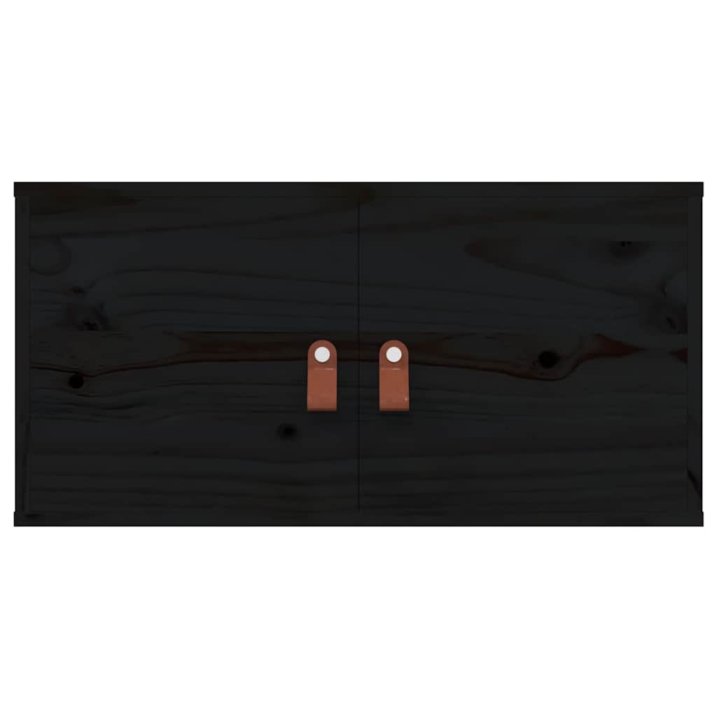 Veggskap 2 stk svart 60x30x30 cm heltre furu