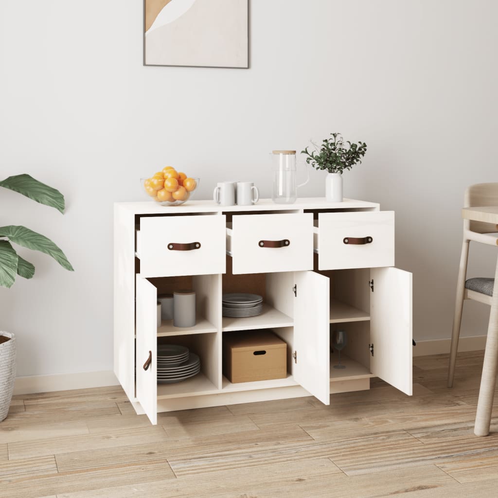 Skjenk hvit 100x40x75 cm heltre furu vidaXL