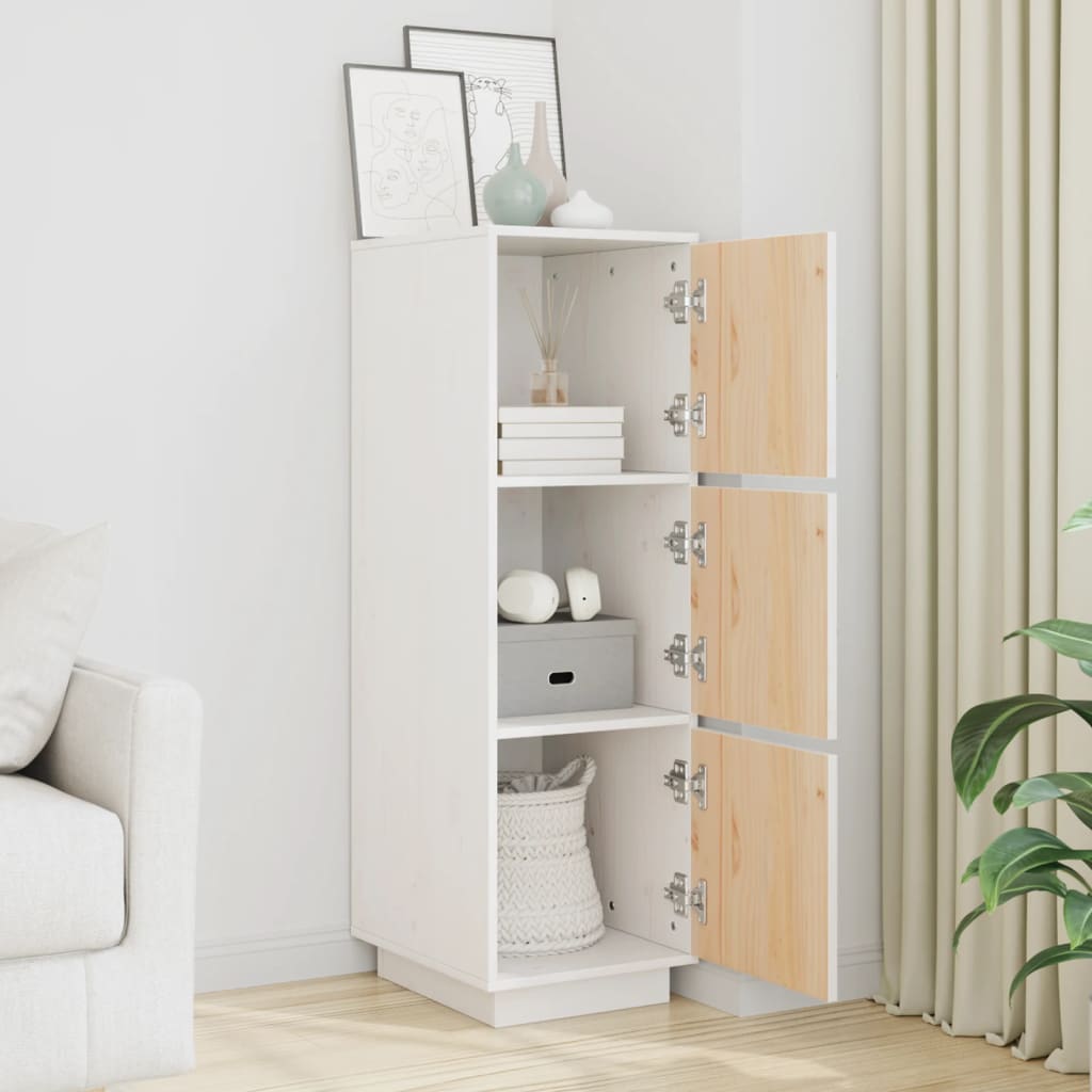 Highboard hvit 34x40x108,5 cm heltre furu
