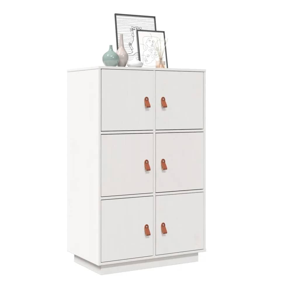 Highboard hvit 67x40x108,5 cm heltre furu