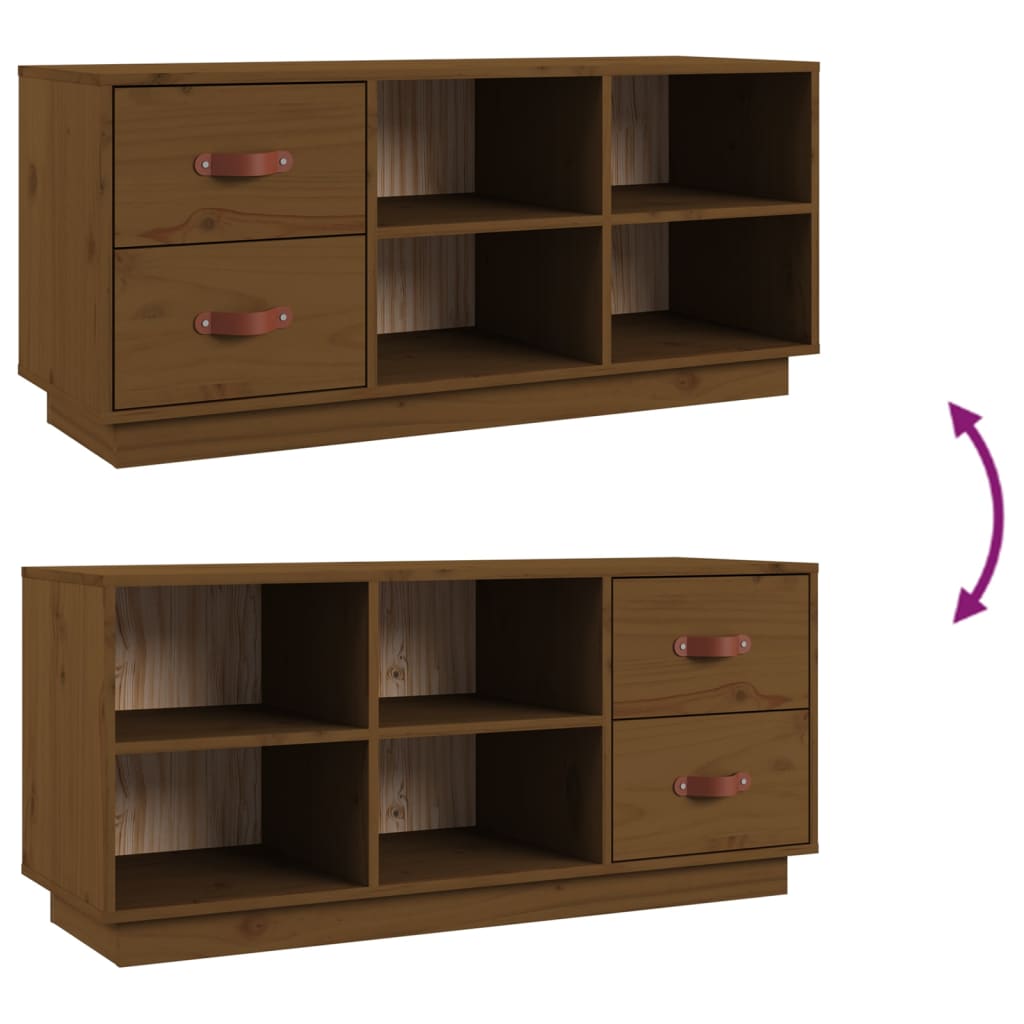 Skobenk honningbrun 100x34x45 cm heltre furu