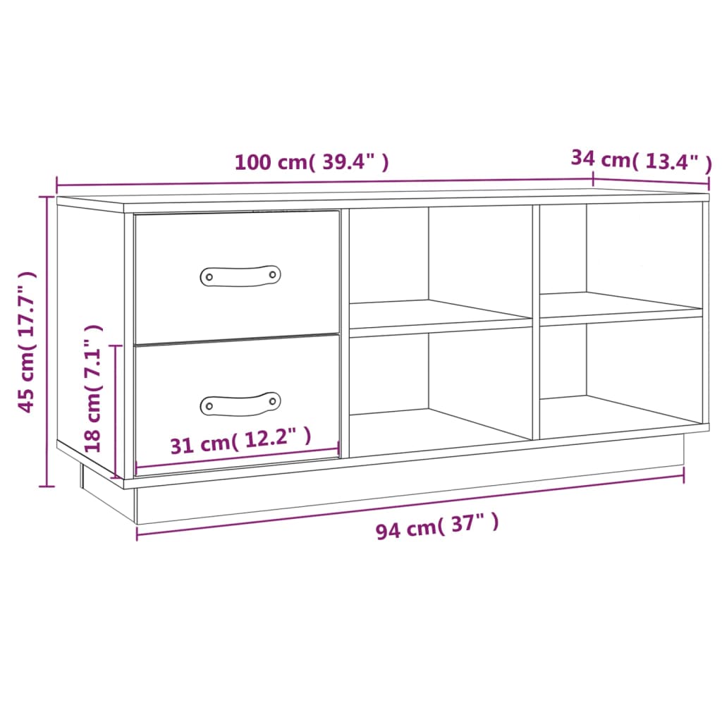 Skobenk honningbrun 100x34x45 cm heltre furu