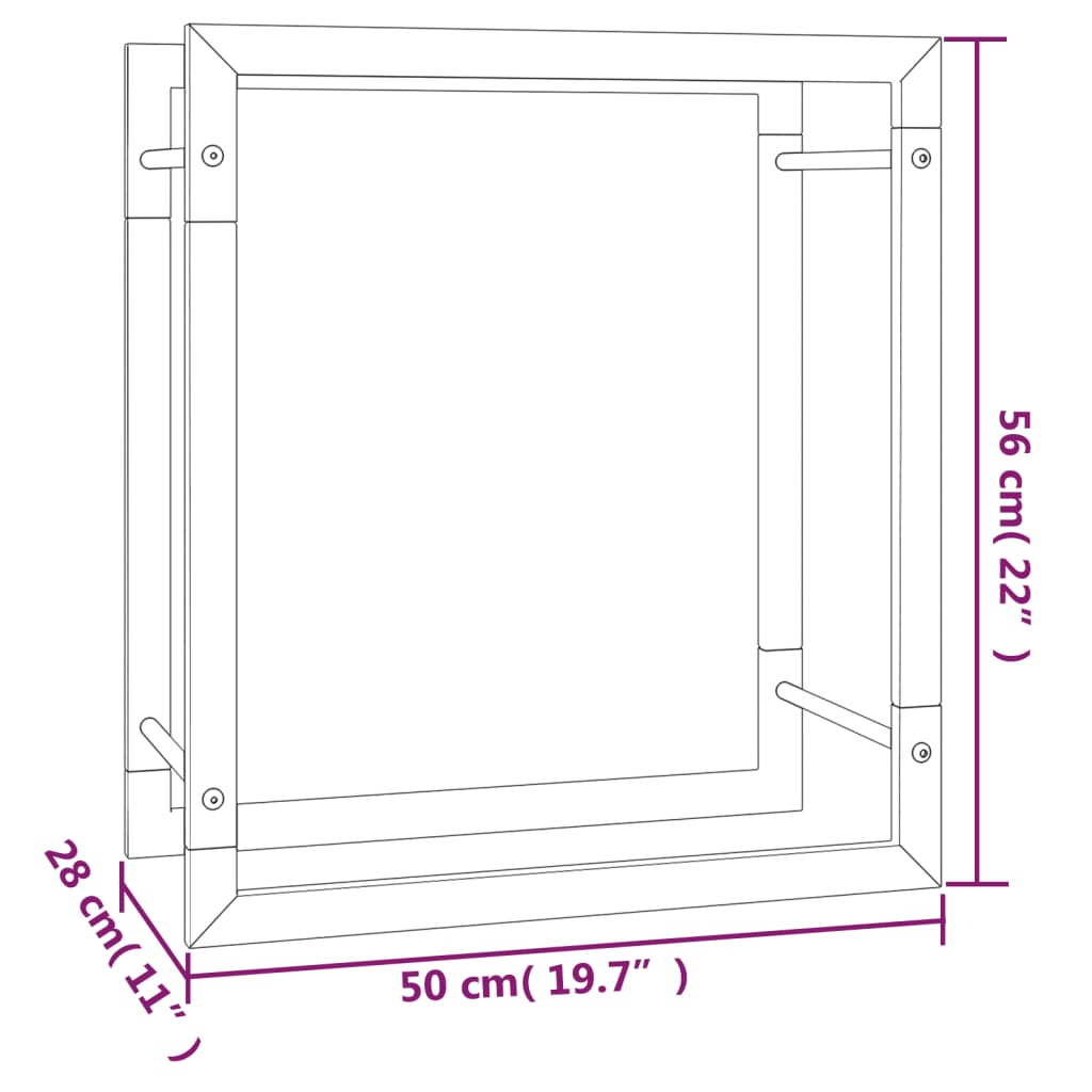 Vedstativ matt svart 50x28x56 cm stål