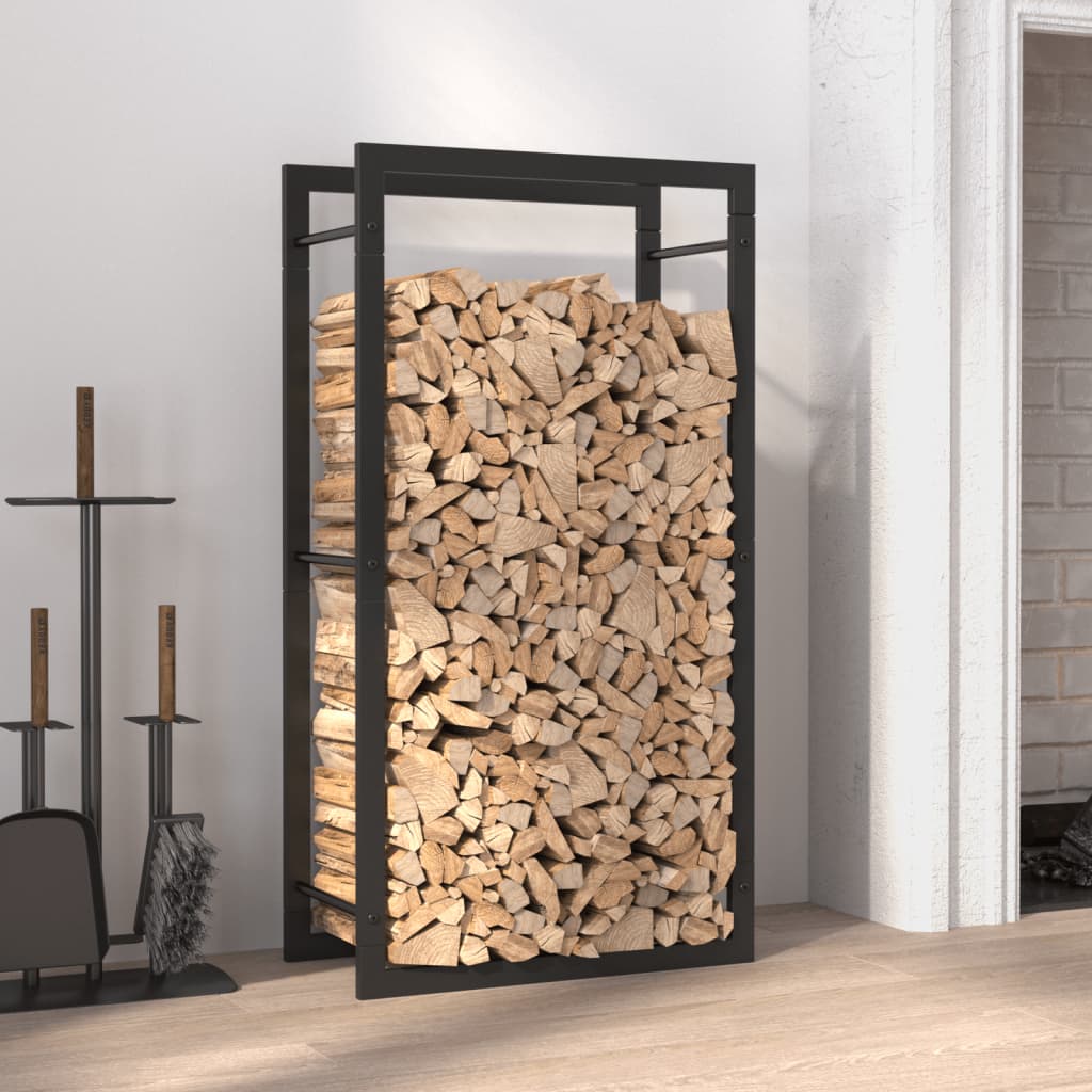 Vedstativ matt svart 50x28x94 cm stål