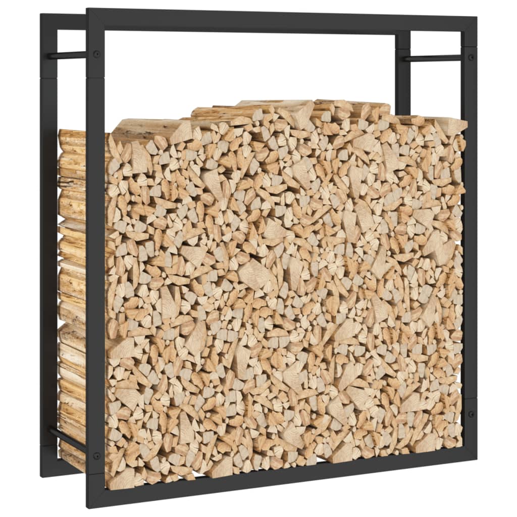 Vedstativ matt svart 80x28x86 cm stål