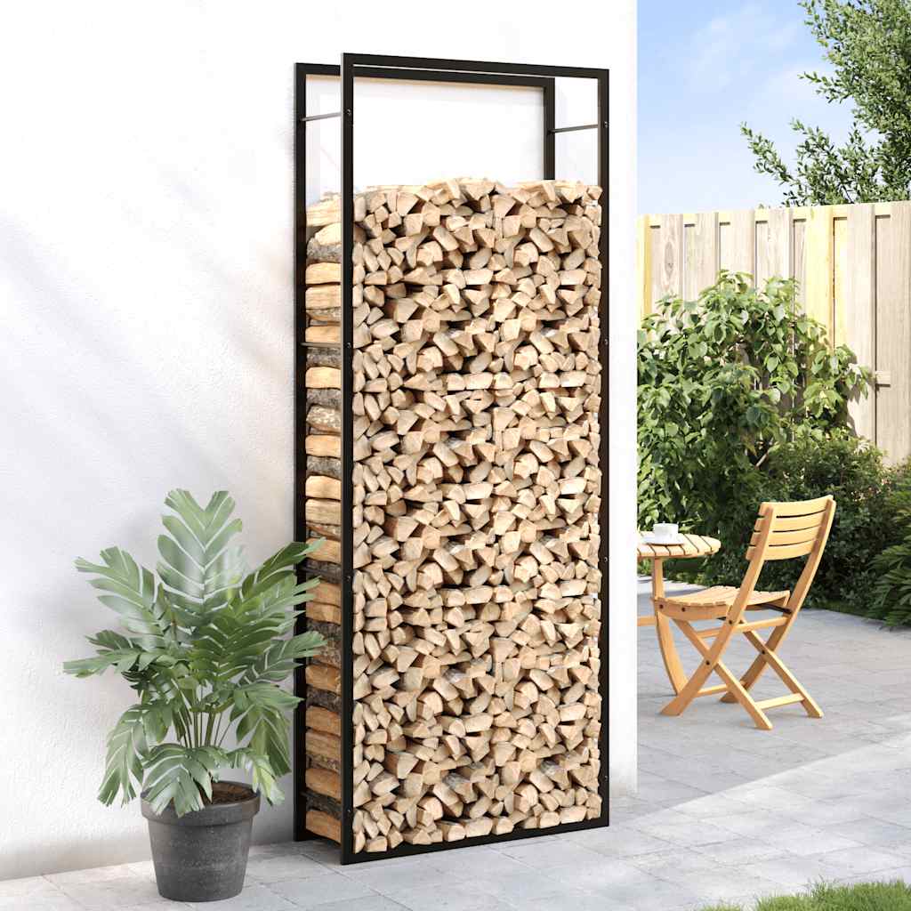 Vedhylle matt svart 80x28x222 cm stål