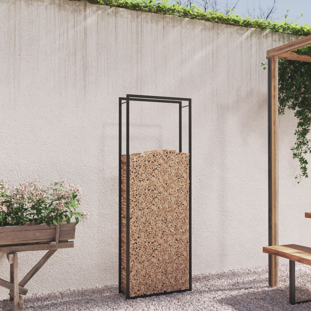 Vedhylle matt svart 80x28x222 cm stål