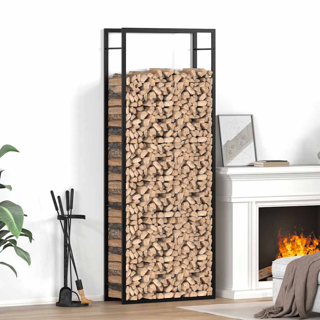 Vedhylle matt svart 80x28x222 cm stål