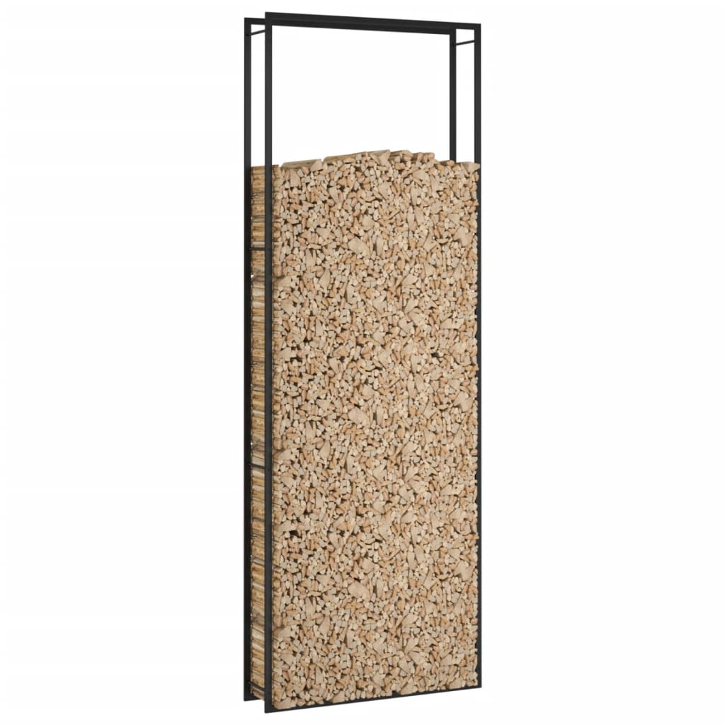 Vedstativ matt svart 110x28x312 cm stål