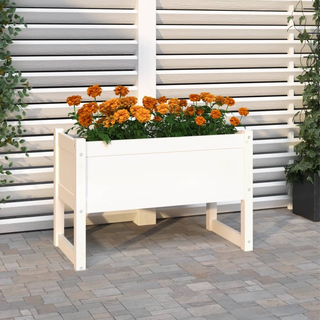 Plantekasse hvit 78x40x52 cm heltre furu