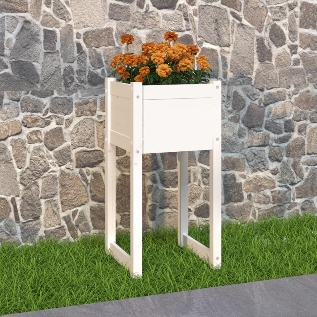 Plantekasse hvit 40x40x81 cm heltre furu