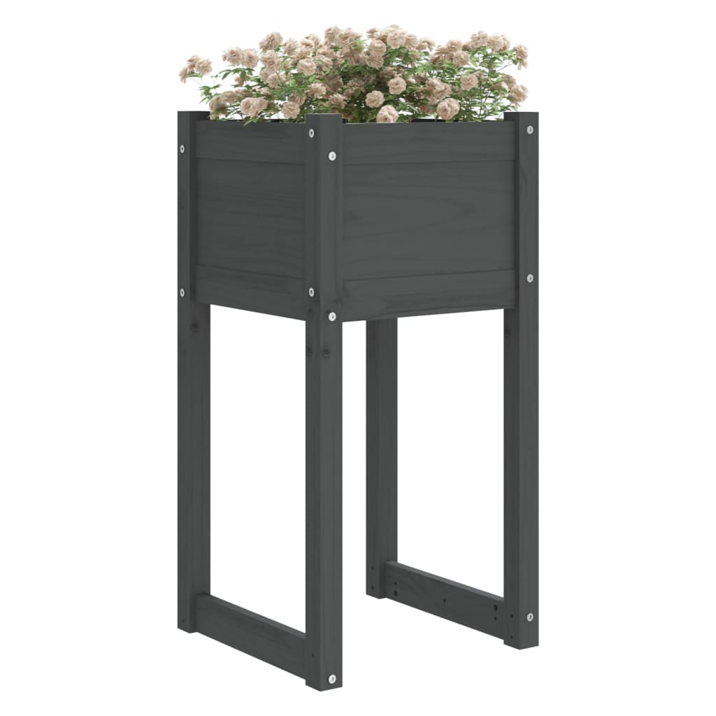 Plantekasser 2 stk grå 40x40x81 cm heltre furu