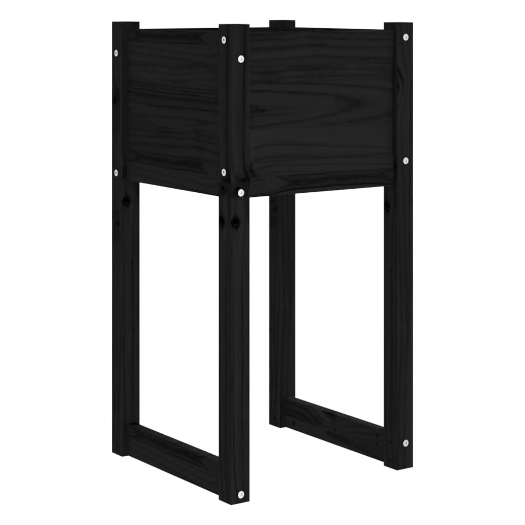 Plantekasse svart 40x40x81 cm heltre furu